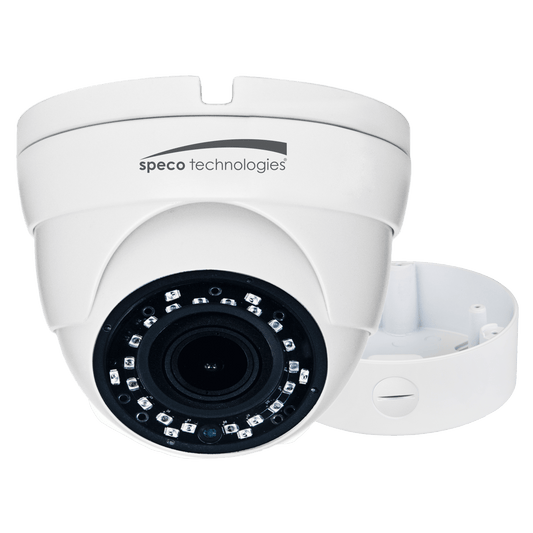 Speco 2MP HDTVI CVI AHD CVBS Eyeball Cam,2.8-12mm Motorized Lens,JBox,UL,White (SPE-VLDT3WM)