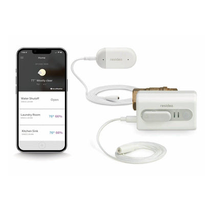 Resideo WiFi Water Shut Off Valve 1 Inch NPT + WiFi Water Leak Sensor (VWS01Y-1)