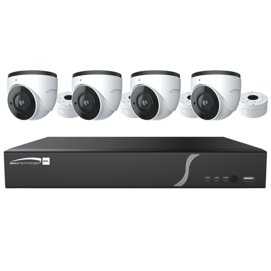 Speco 4CH IP Camera Kit, NVR  w/ 4 IR Eyeball Domes w/ 2.7-12mm motorized lens (SPE-ZIPL4D1)