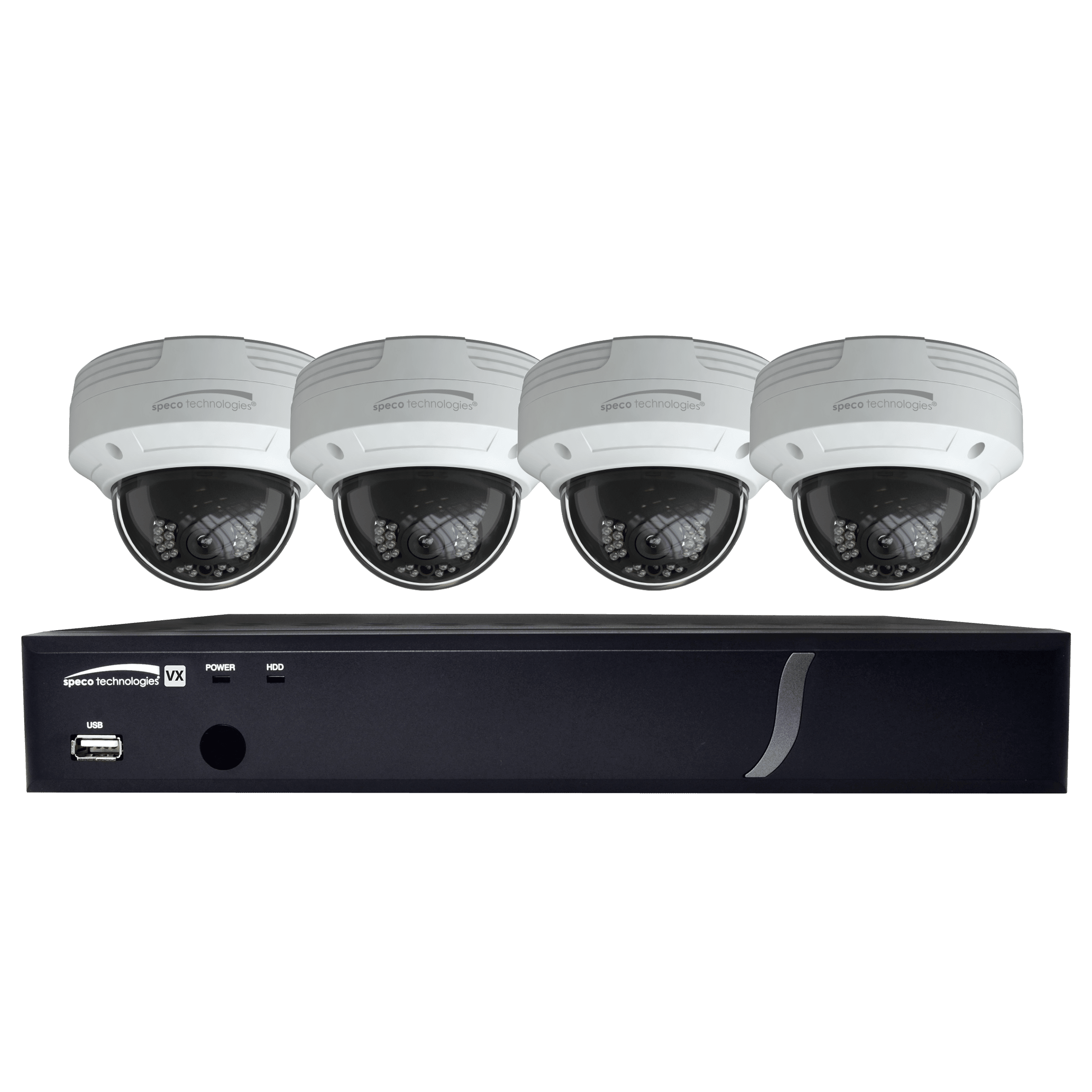 Speco 8CH HDTVI Camera Kit,DVR,1080p,120fps,2TB,4 IR Dome Cameras 2.8mm,White (SPE-ZIPT84D2)