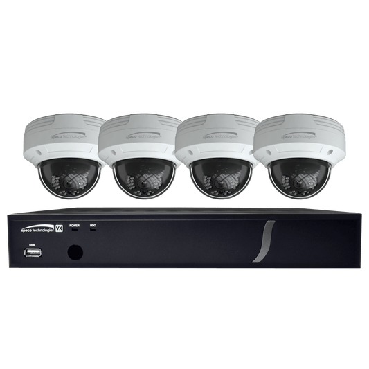 Speco 8CH HDTVI Camera Kit,DVR,1080p,120fps,2TB,4 IR Dome Cameras 2.8mm,White (SPE-ZIPT84D2)