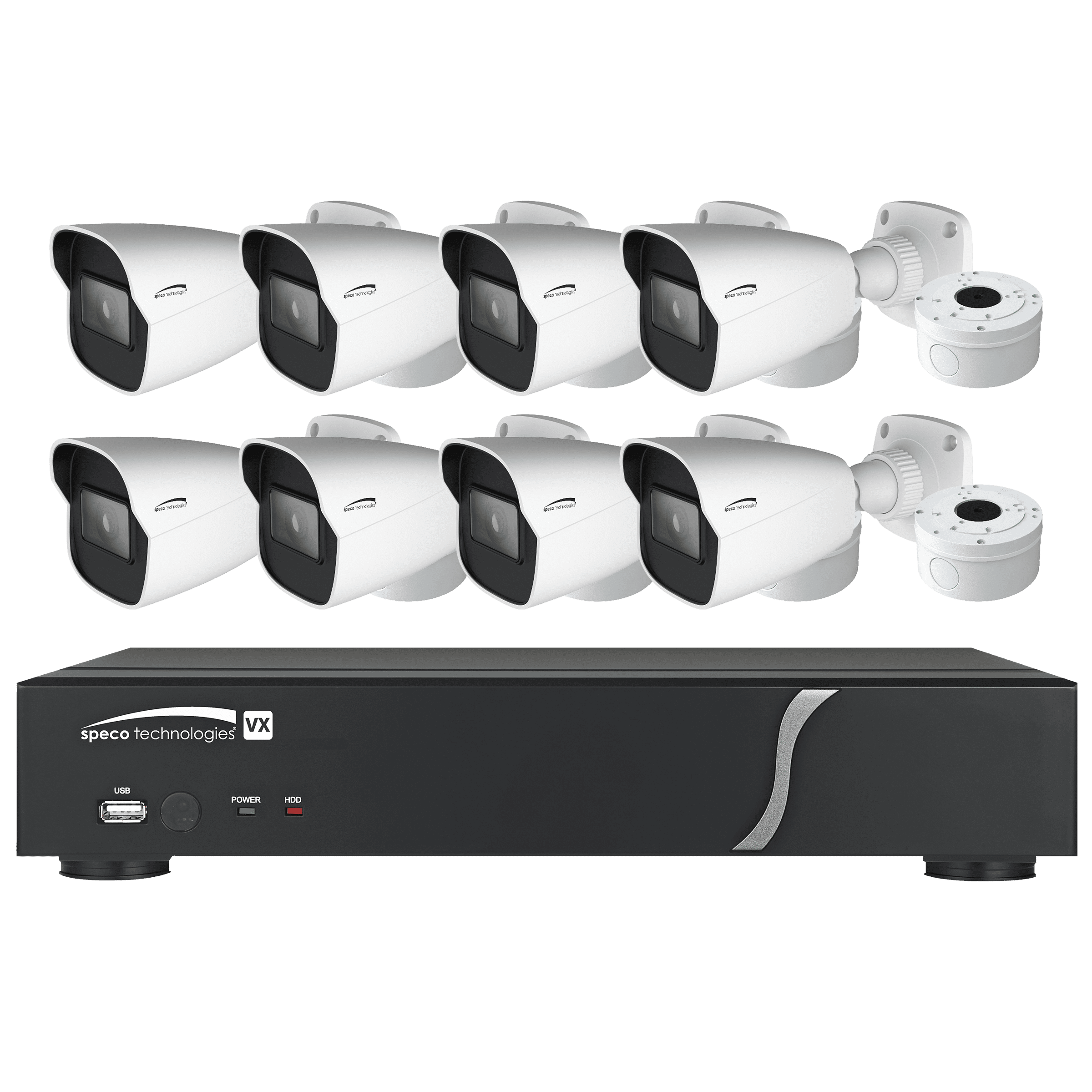 Speco 8CH HDTVI Camera Kit,DVR,1080p,120fps,2TB,8 IR Bullet Cameras 2.8mm,White (SPE-ZIPT88B2)