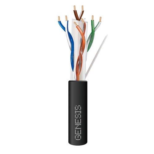 Genesis 24/4 CAT6 Direct Burial Outdoor Wire, 152.4m 500ft, Black (GEN-51105008)
