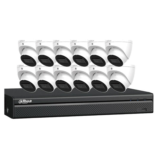 Dahua E-VU IP Kit 16-CH NVR 4TB, 12 x 4MP Turret Cameras (N464L124A)