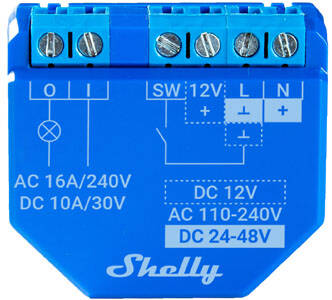 Relais intelligent Wi-Fi Shelly Plus 1 UL avec entrée à contact sec, lot de 2 (SHELLY-PLUS1-1UL-2PK)