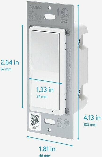 Aeotec Illumino ZWave 700 On Off Wall Switch (ZWA038)
